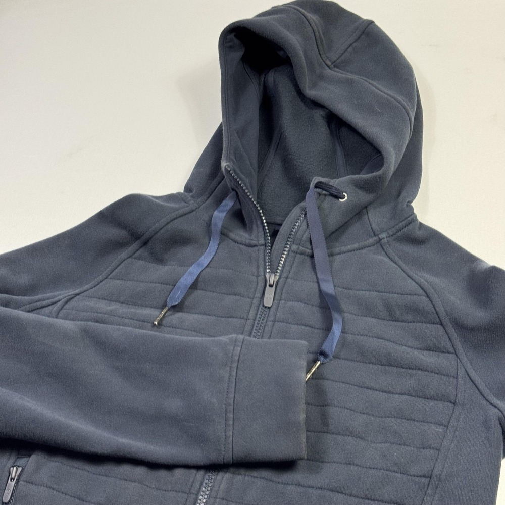 Lululemon Be True Fleece‎ Hoodie Womens 6 Navy Blue Full Zip Quilted Drawstring